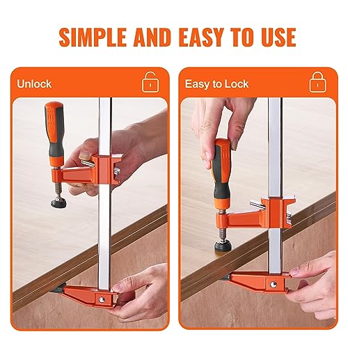 VEVOR Bar Clamps for Woodworking, 2-Pack 36" Clamp, Quick-Change F Clamp with 600 lbs Load Limit, 2.5" Throat Depth, Cast Iron and Carbon Steel, Wood Clamps for Woodworking Metal Working - size: 36"(2 Pack), style: Medium-Duty