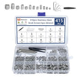 415PCS Allen Head Set Screws Assortment Kit, Imperial Hexagon Socket Hex Grub Set Screws, Includes 5 Hex Keys & 1 Tweezer, for Bathroom Fixtures, Furniture, DIY and Repair (1/8"-40 to 5/16"-18)