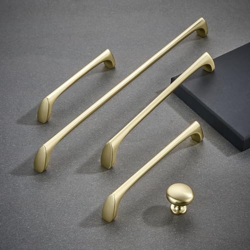 AVICCI 10 Pack Cabinet pulls-5"/128mm Brushed Gold Modern Drawer Handles for Kitchen Cabinet Handles Batheroom Drawer Dresser Furniture Handware - color: Brushed Gold, size: 5"(128mm)Hole Center-10Pcs