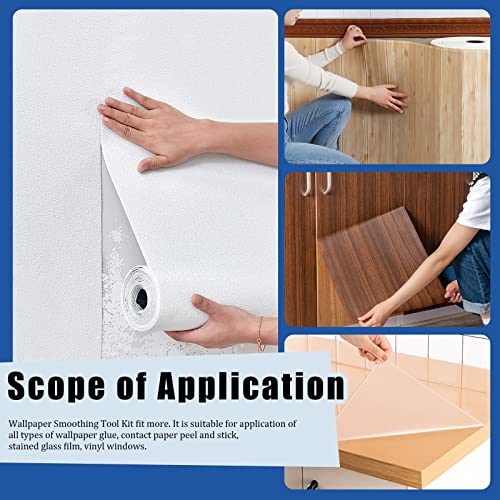 Glarks 9Pcs Wallpaper Smoothing Tool Kit Including 3Pcs Flat Seam Roller, 2Pcs Smoothing Squeegee, 1Pc Paint Brush, 1Pc Putty Knife and 1Pc Craft Knife with 9MM Blades for Adhesive Paper Application