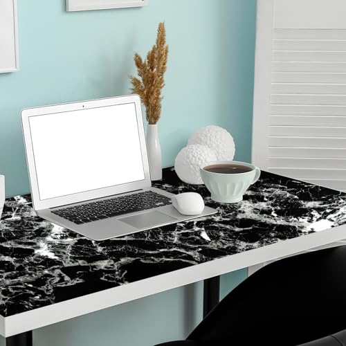 Arthome Black Marble Contact Paper, Peel and Stick Black Silver Paper, Self Adhesive Wallpaper (Black Sliver, 23.6"x200") - color: Silver Blk, size: 23.6" x 200"