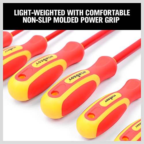 HORUSDY 6-Piece 1000V Insulated Precision Screwdriver Set, Magnetic Tip CR-V Electrician Tools with Cushion Grip TPR Handle for Electrical Applications - style: 6-Piece 1000v Insulated Screwdriver Set
