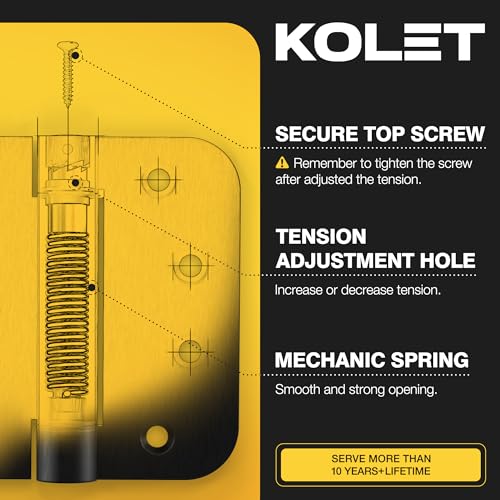 KOLET Self Closing Door Hinges, 4 x 4 Inches, Matte Black, 3 Pack - color: Matte Black