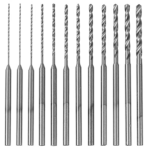 Mini Twist Drill Bits Set - 12Pcs 0.5mm-2.0mm Micro Wood Drill Bit 2.35 Shank Titanium Coated HSS Engraving Drill Bits Hole Drilling Tool for DIY Resin, Beads, Jewelry (12)