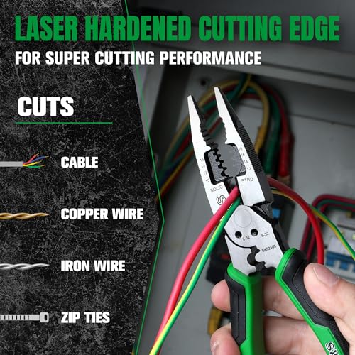 SK 8-Inch Multi-Use Long Nose Pliers, Needle Nose Pliers, 7-IN-1 - style: Multi-Use Long Nose Pliers