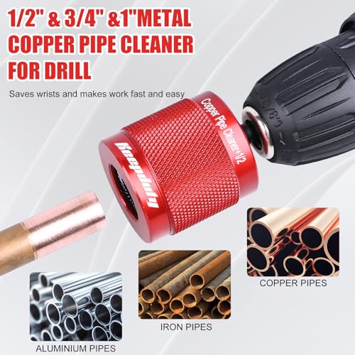1/2" & 3/4" & 1" Copper Pipe Cleaner for Drill-Quick Rust Removal - color: 3Pcs-Aluminum Alloy