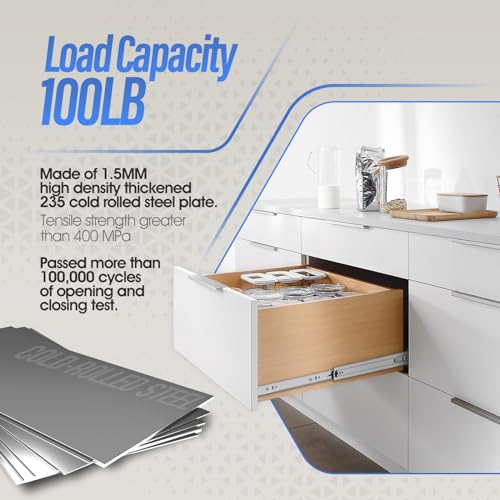 1 Pair Full Extension Drawer Slides 10 inch Heavy Duty Rails - color: Silver, size: 10 Inch