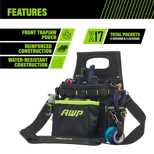 AWP Tool Pouch, Electrician Tool Pouch, Premium, Professional Multi-Pocket Organizer - size: 1 Pack, style: Portable Tool Box