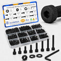 520PCS M4 Screws Assortment Kit, M4x6/8/10/12/16/20/25/30mm Hex Socket Head Cap Bolts, Nuts & Washers Set, 12.9 Grade Alloy Steel Black Oxide M4 Machine Screws for 3D Printer, DIY - size: M4 520pcs