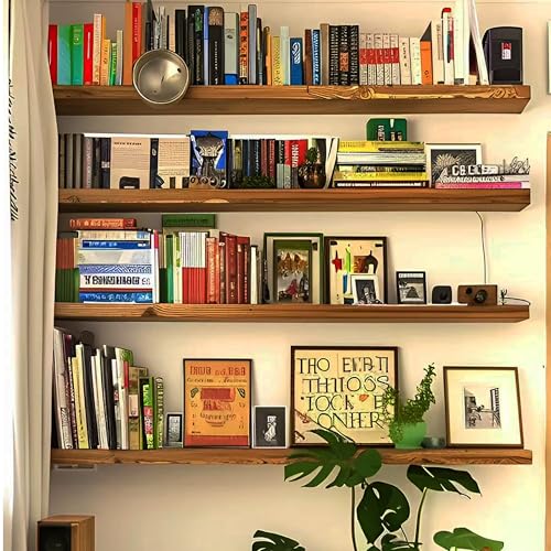 ROGMARS 36 Inches Long Walnut Floating Shelves - color: Walnut, size: 36 Inch set of 4