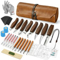 Deluxe Wood Carving Kit,40Pcs Wood Carving Tools with Leather Storage Bag - color: Walnut Brown- 40 Pcs