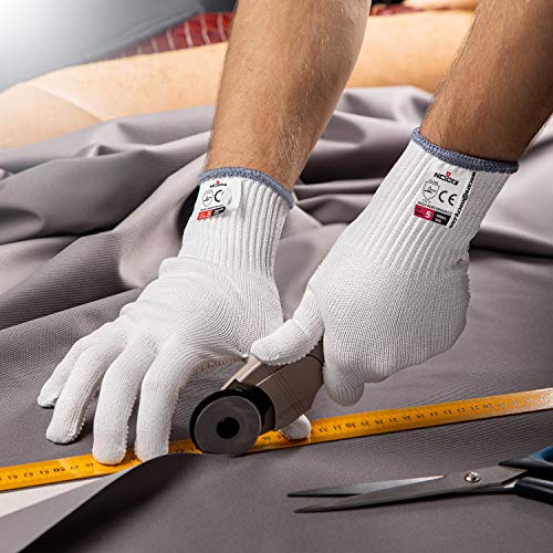 NoCry Superior Heavy Duty Cut Resistant Work Gloves with Grip Dots, Level 5