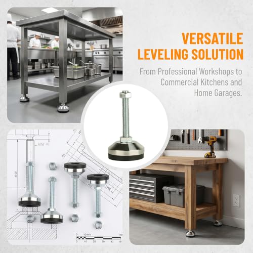 Heavy Duty Leveling Feet, M12 Thread,1300lb Capacity,4 Pcs - size: D60xM12x100,4 Pcs