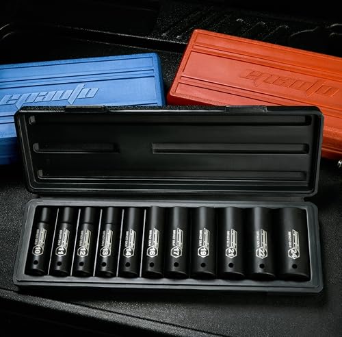 EPAuto 1/2-Inch Drive Metric Deep Impact Socket Set, 6 Points, 11 Sockets - color: Black
