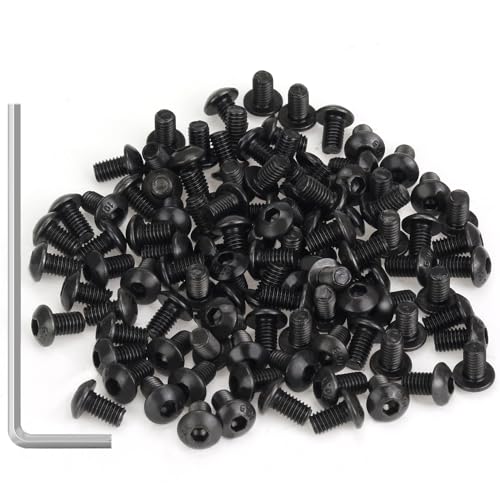 105 Pieces M3 x 4mm Button Head Socket Cap Screws, Thread Pitch 0.5mm, Sutemribor M3 Black Screws, 10.9 Grade Alloy Steel, Black Oxide Finish, Fully Threaded - size: M3 x 4mm, style: Button Head