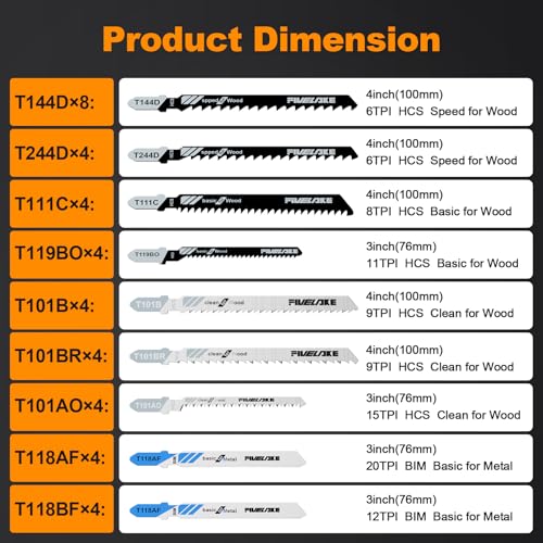T-Shank Jigsaw Blades Set, 40Pcs Assorted Replacement Jigsaw Blades - style: 40-Pack（40 Pieces, 2 Boxes）