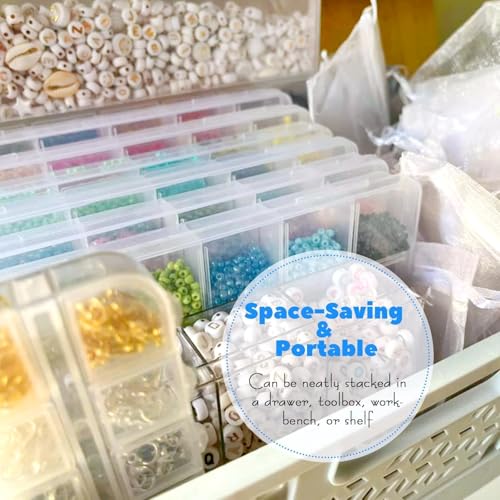 32-Grid Clear Plastic Beads Jewelry Organizer Box Small Parts Storage-2pack - color: Transparent