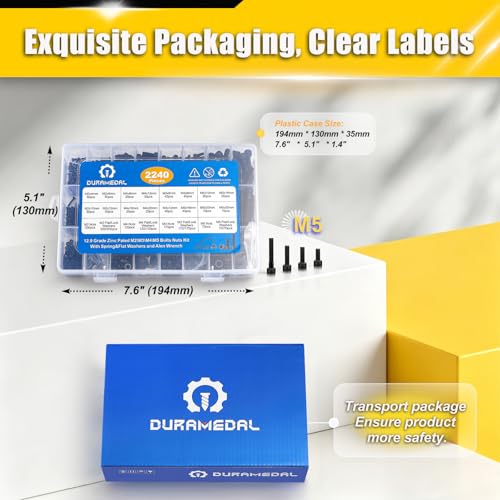 2240Pcs Metric Screws Assortment M2-M5 Hex Socket Head Cap Screws Bolts