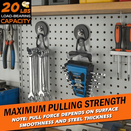 ULIBERMAGNET Upgraded Heavy Duty Magnetic Hooks,4 Pack Strong Large Magnet Hook for Power Drill,Garden Tools,Hose,Pegboard,Garage,Workshop,Magnetic Storage Hooks for Indoor Outdoor Hanging(Gray) - style: V1 Pro 2.59INCH 4PACK Gray Large Hooks