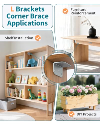 4 Inch L Bracket Corner Brace, 90° Angle Iron, Galvanized 4Pcs - color: Galvanized-4PCS