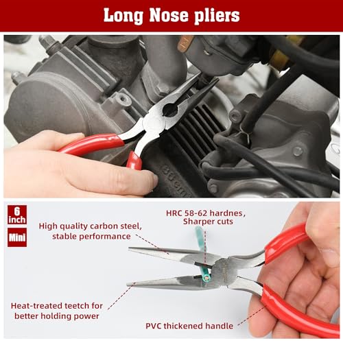 TOOLEAGUE 8Pcs Pliers Set with Storage Bag,Red