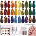Beetles Fall Gel Nail Polish Kit With Cat Eye Colors, Base & Top Coat - color: A-Mixed Finishes | Nature Bazaar