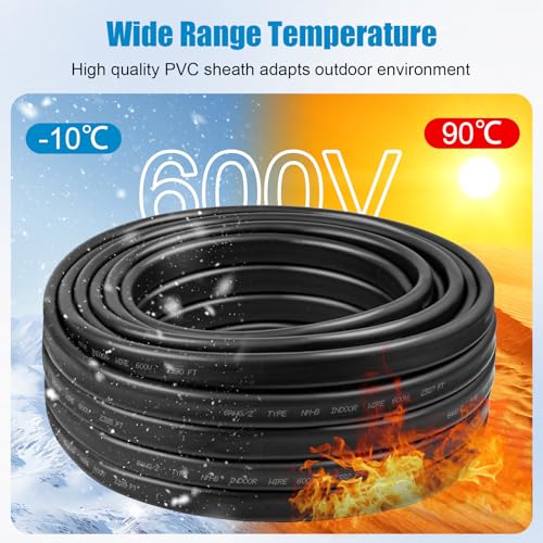 6/2 Wire with Ground - 10FT 6 Gauge NM-B Non-Metallic Sheathed Cable 100% Pure Copper 6 AWG 2 Conductor Residential Indoor Wire for Outlets, Switches, Other Loads and Lighting Wiring Projects etc. - size: 10FT, style: 6AWG/2