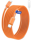 iMangoo 60W USB C to USB C Braided Cable for Car Play 6ft Orange - size: 6FT/2M