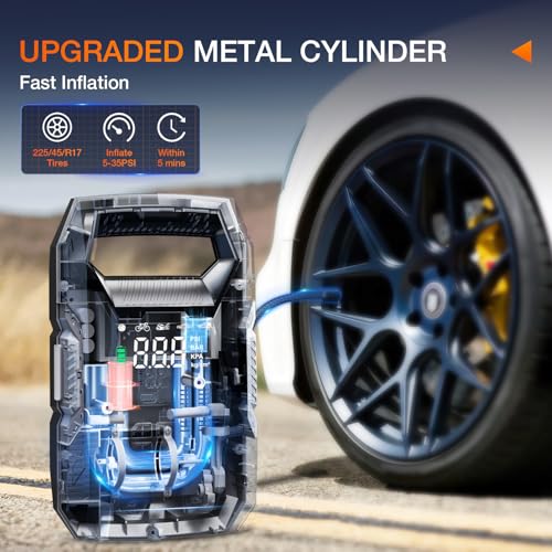 Nilight AC/DC Tire Inflator 110V/12V 150PSI Auto Shutoff Dual Power Supply - color: Ac/DC Tire Inflator