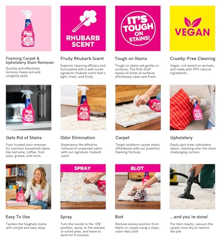 The Pink Stuff Miracle Foaming Carpet & Upholstery Stain Remover, 16 Fl Oz - size: 16.9 Fl Oz (Pack of 1)