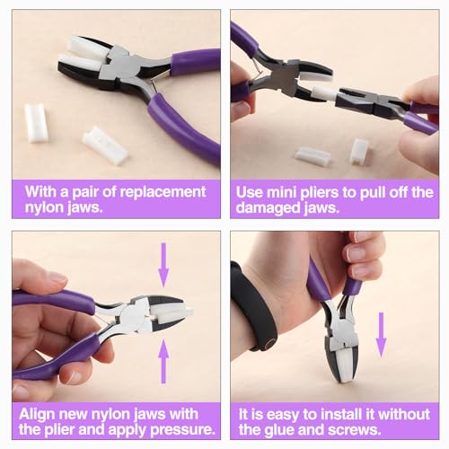 SPEEDWOX 5.5" Nylon Jaw Pliers Flat Nose, 2 Replacement Tips for Jewelry - style: Flat Nylon Jaw Pliers