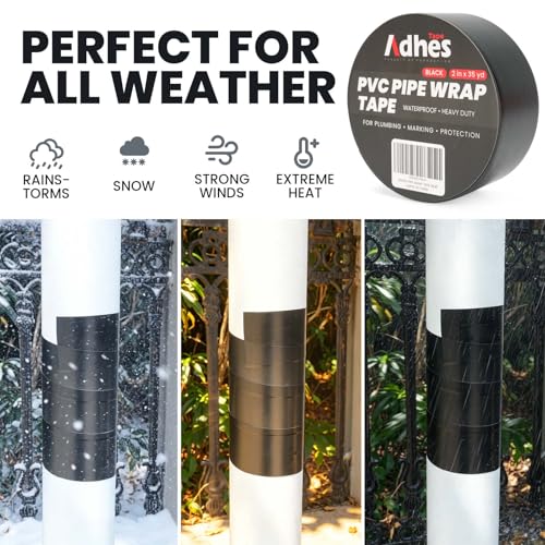 ADHES PVC Pipe Wrap Tape, 2 Inch X 35 Yds, Corrosion Protection Pipe Tape - color: Black
