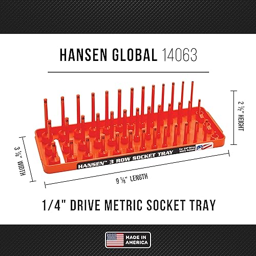 Hansen Global 3 Row Socket Holder, Orange, Pack of 4 (92005) - color: Orange, 4 Pack
