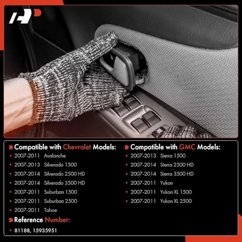 A-Premium Interior Door Handle Front Left Driver Side | Compatible with 2007-2014 Chevy Silverado 1500 2500HD 3500HD, Tahoe, Suburban, Avalanche & GMC Sierra, Yukon
