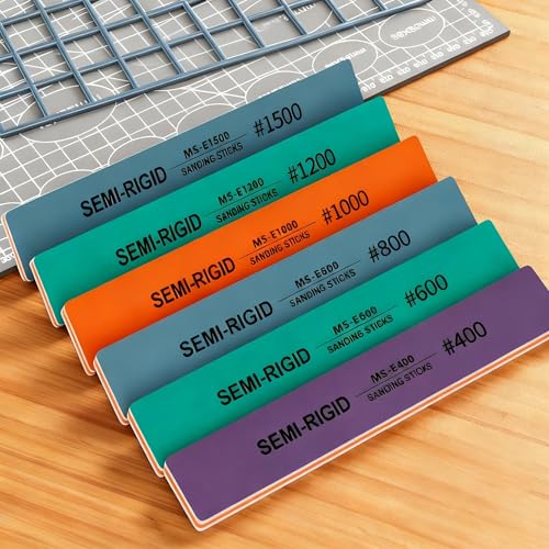 IRISFLY 6Pcs Sanding Sticks,Polishing Sticks Assorted,Model Hobby Making Tools,Metal and Plastic Sanding Tools for Gundam Repairing,Model Craft Amateur Beginner (1000,1200,1500 Grit) - style: 1000,1200,1500 Grit