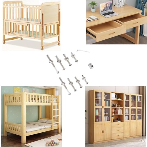 Baby Bed Frame Bolts, Crib Screws Hardware ReplacementKit M6x40/50/60/70/80mm Hex Drive Socket Cap Screws Barrel Nuts Wooden Dowel Kit for Beds Chairs Furniture et (16Set) - size: 16Set