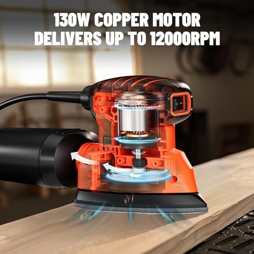 DOVAMAN 130W Detail Sander, 12000RPM Palm Sander Tool - color: B-orange