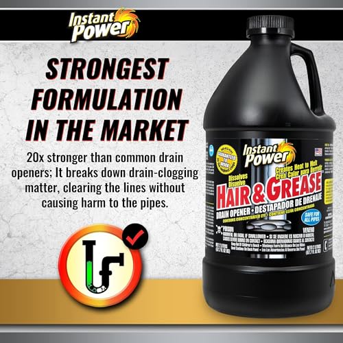 Instant Power Hair and Grease Drain Opener and Clog Remover 2 Liters (67.7 Fl Oz), Black - size: 67.7 Fl Oz (Pack of 1)