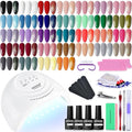 JODSONE Gel Nail Polish Kit with U V Light 36 PCS Classic Black and White Nude and Blue Purple Gel Polish Set with Manicure Tools Suitable for All Sea - color: 32KIT 1G 01-A