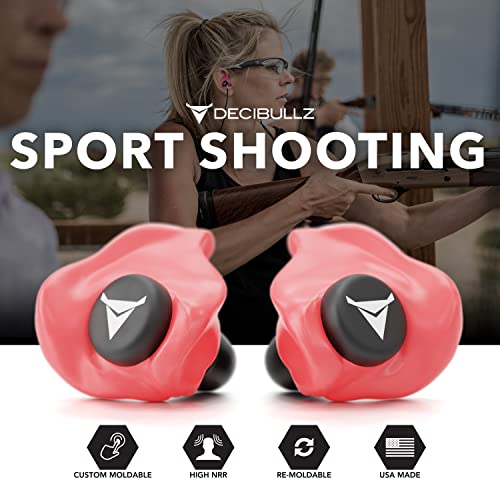 Decibullz Custom Molded Ear Plugs, 31dB NRR Shooting Ear Protection (Red) - color: Red