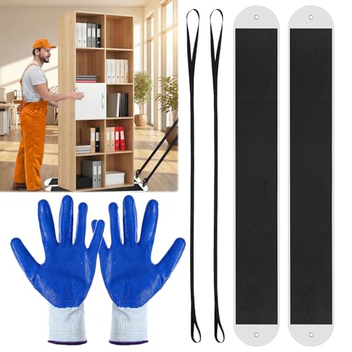 2 Pcs Heavy Duty Furniture Sliders with Pull Straps, Large Appliance Moving Mats for Carpet and Hardwood Floor, Pull Furniture Slides,Moving Furniture Gliders 48 Inch Long Furniture Movers