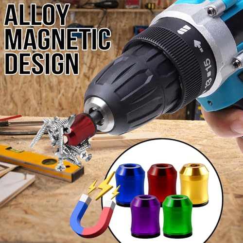 5Pcs Screwdriver Head Magnetic Ring, Universal Bit Holder for Hex Screwdrivers & Power Bits | Screw Ring Set Removable Household Tool for Drills| Alloy Screw Holder for DIY Repair