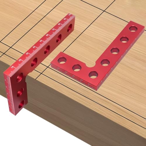 Mini Small Square Center Finder Tool Aluminum Alloy Woodworking 90 Degree Machinist Square L Ruler for Round Square Stock Edges Marking Carpenters Layout Gauge (3.94 x 2.36 in, Red)