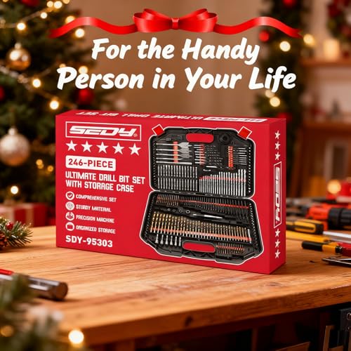 Ultimate Drill Bit Set - 246 PCS Comprehensive Premium Quality Drill Bits Kit for Wood Metal Cement Drilling & Screw Driving, Full Combo Kit Assorted in Organized Carrying Case, Reinforced Packaging