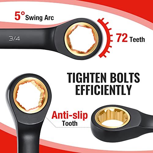 WORKPRO 9-Piece Anti-Slip Ratcheting Combination Wrench Set, SAE 1/4"-3/4" - style: SAE