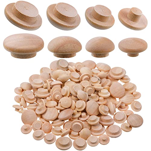 Bucherry 120 Pieces 4 Sizes Wood Plugs Wooden Hole Plugs,Mushroom - style: Mushroom