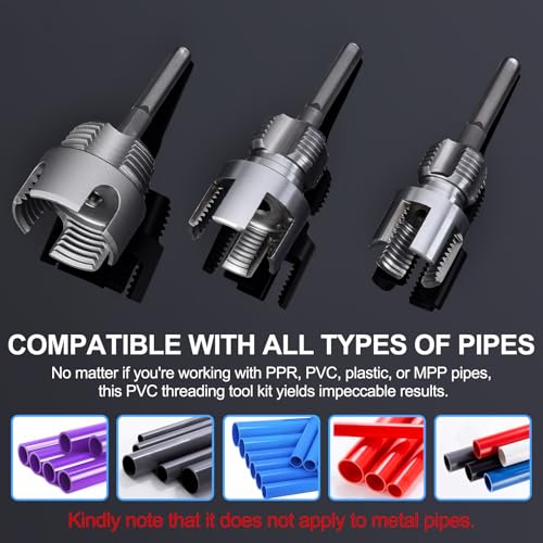 3PCS PVC Pipe Threader Kit, Dual-Function Tool for Plumbers & DIY - style: 3