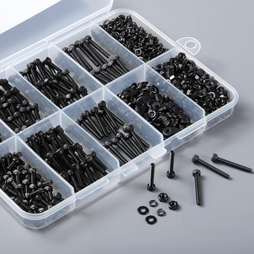 VGBUY 1122Pcs M2 Screws Kit,Black M2 Screws (7 Sizes 4-20mm),Hex Socket Head Cap Small Metric Bolts Nuts Assortment,12.9 Grade Alloy Steel,Black Oxide, 4/6/8/10/12/16/20mm - size: M2x4/6/8/10/12/16/20mm, style: Socket Head