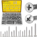 635Pcs 304 Stainless Steel Self Tapping Screws Assortment Kit, M3/M4/M5/M6 Phillips Flat Head & Pan Head Wood Screw Kit - size: 635pcs M3M4M5M6 Silver