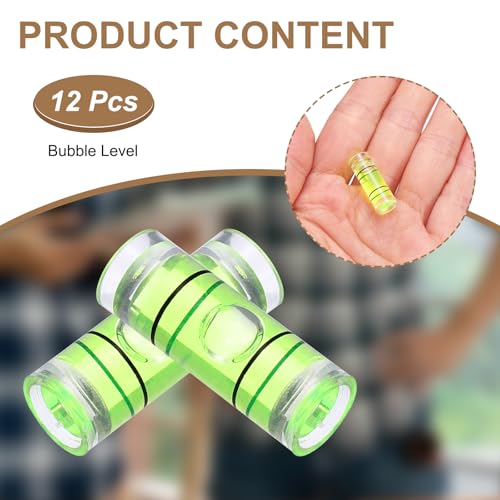 HARFINGTON 12pcs Mini Cylindrical Bubble Spirit Level Vials 8x22.5mm - size: 8x22.5mm